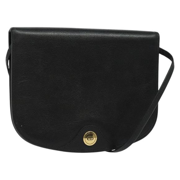 Christian Dior Shoulder Bag Leather Black Gold Auth bs28899 - Picture 1 of 16